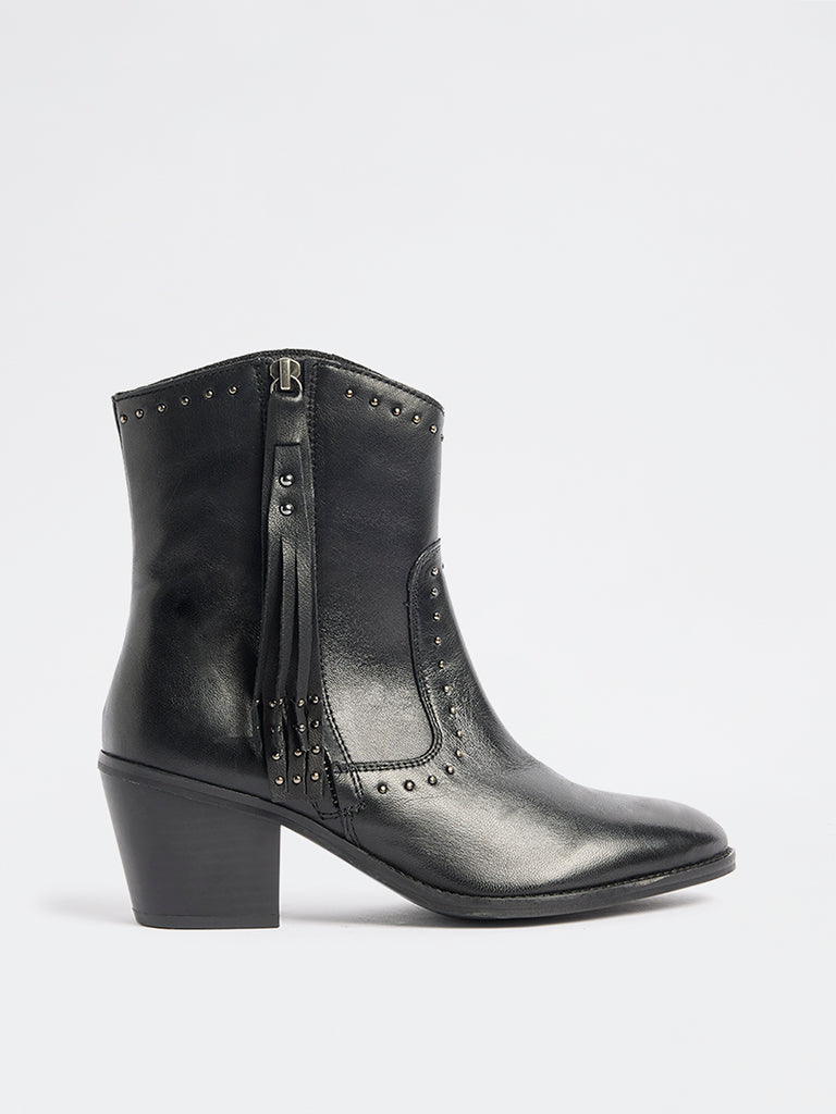 LUNA BLU Black Studded Faux Leather Boots