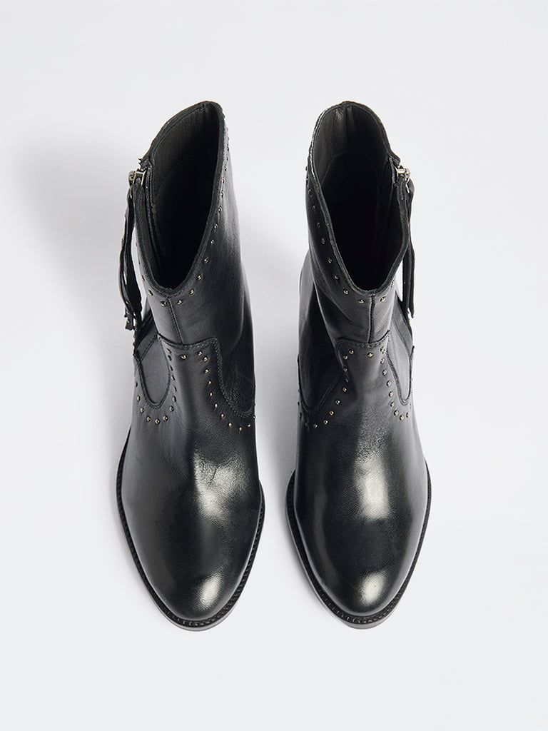 LUNA BLU Black Studded Faux Leather Boots