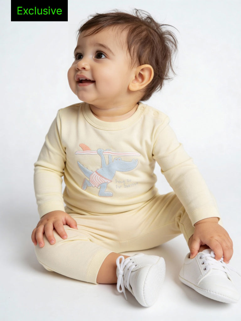 HOP Baby Boys Yellow Animal Printed Co-ord Set - Exclusive