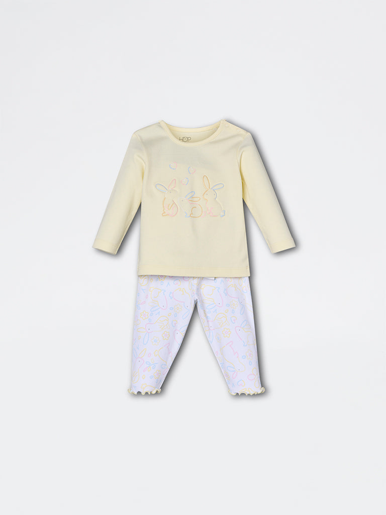 HOP Baby Girls Yellow Animal Printed Co-ord Set - Exclusive
