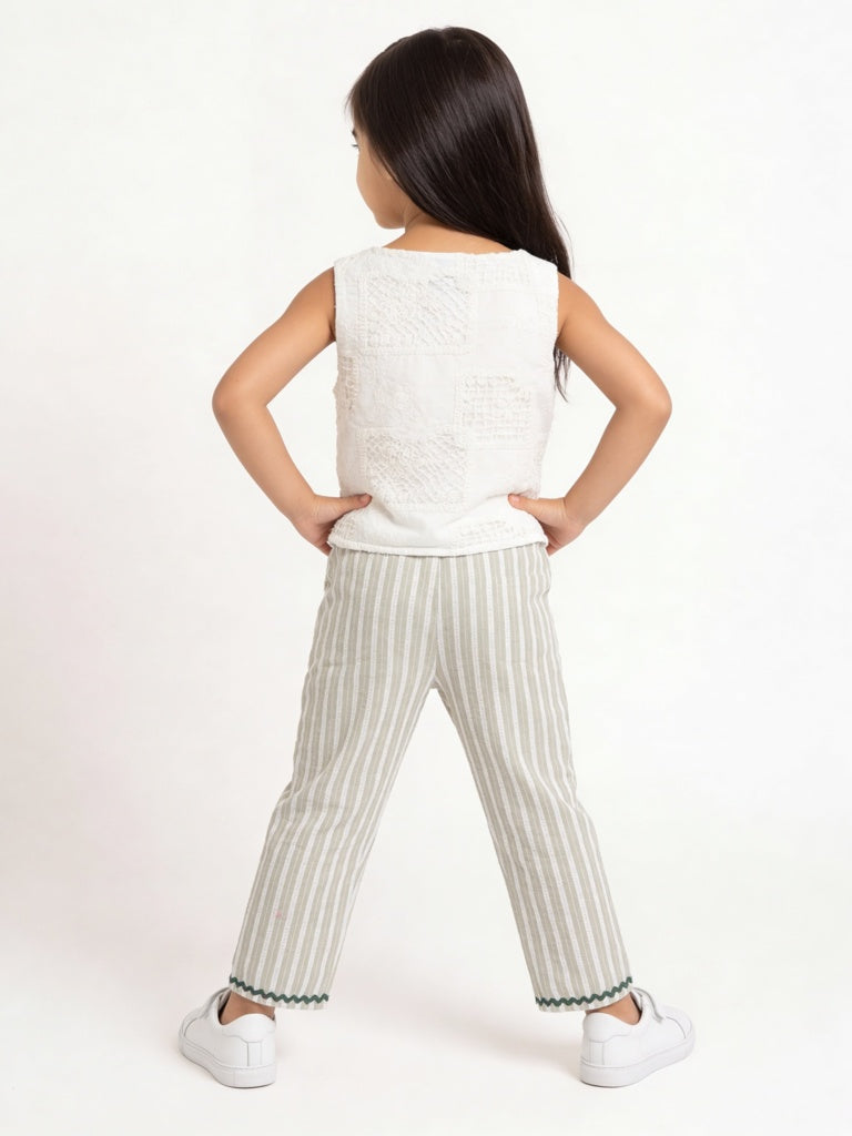 HOP Kids Girls White Crochet Knitted Cotton Top