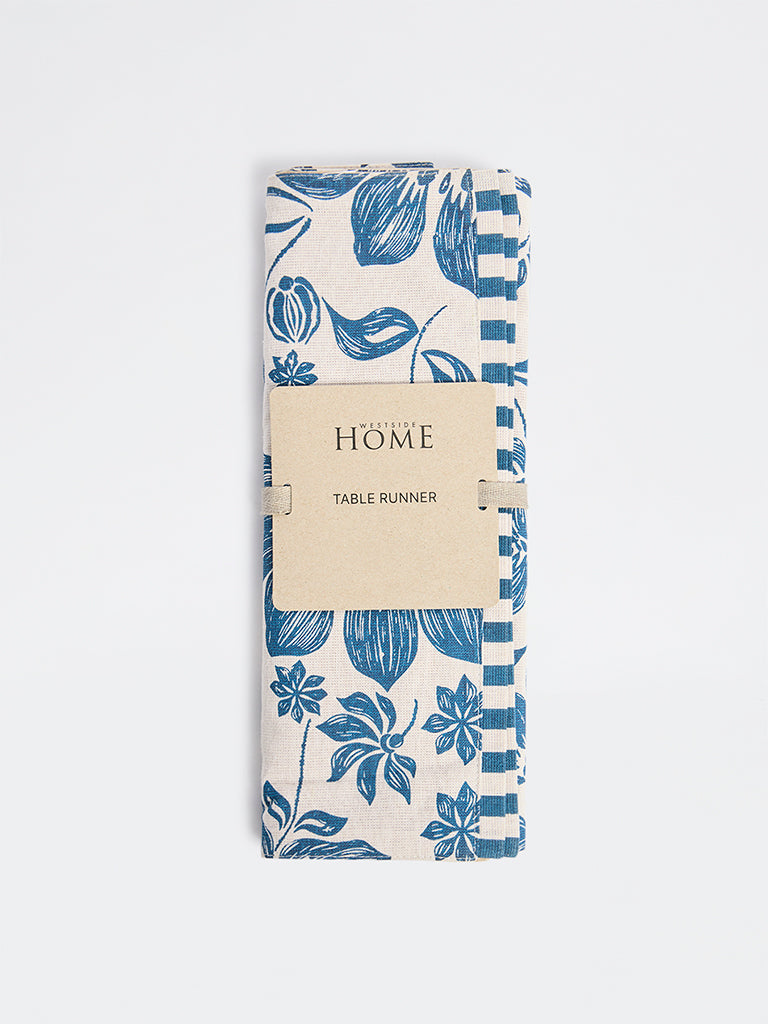 Westside Home Blue Floral Printed Table Runner