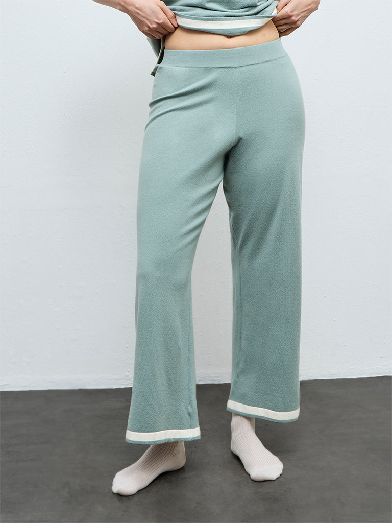 Wunderlove Sage Contrast-Detail High-Rise Pants