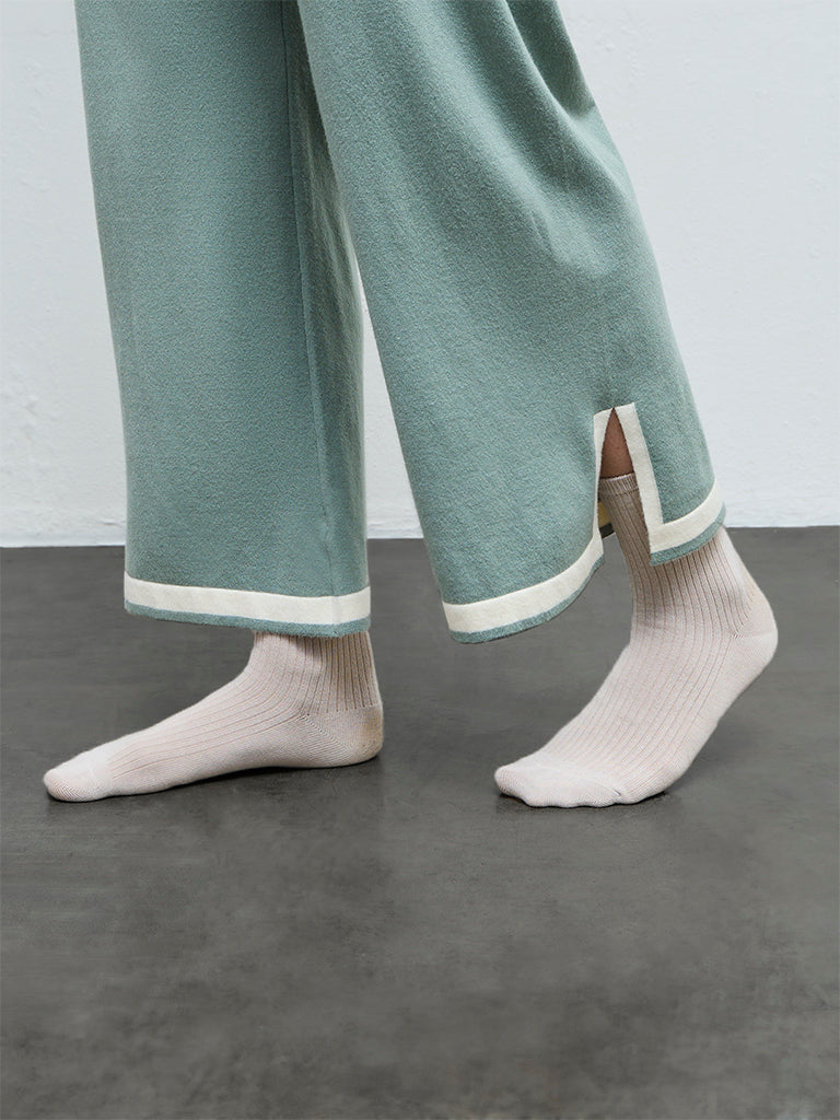 Wunderlove Sage Contrast-Detail High-Rise Pants