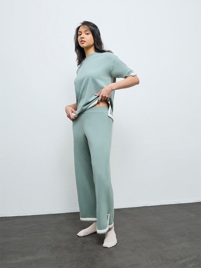Wunderlove Sage Contrast-Detail Top