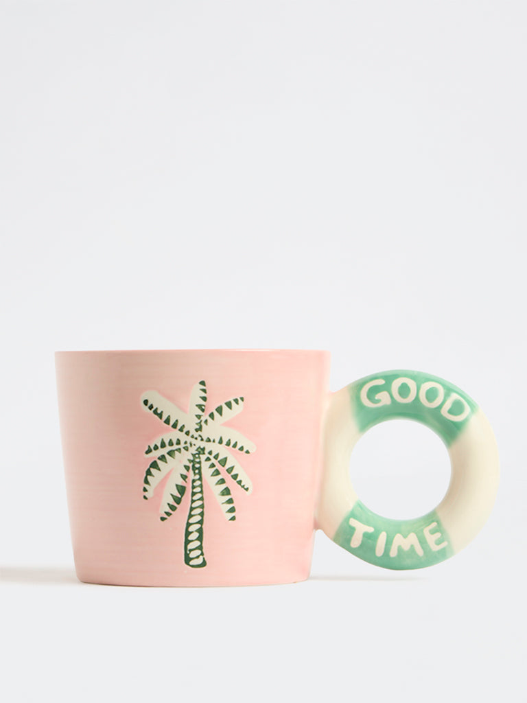 Westside Home Pink Palm Tree Design Mug