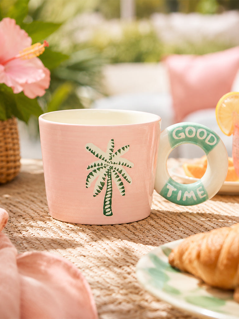 Westside Home Pink Palm Tree Design Mug