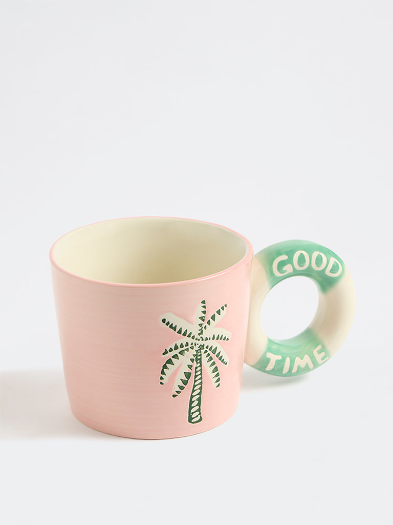 Westside Home Pink Palm Tree Design Mug