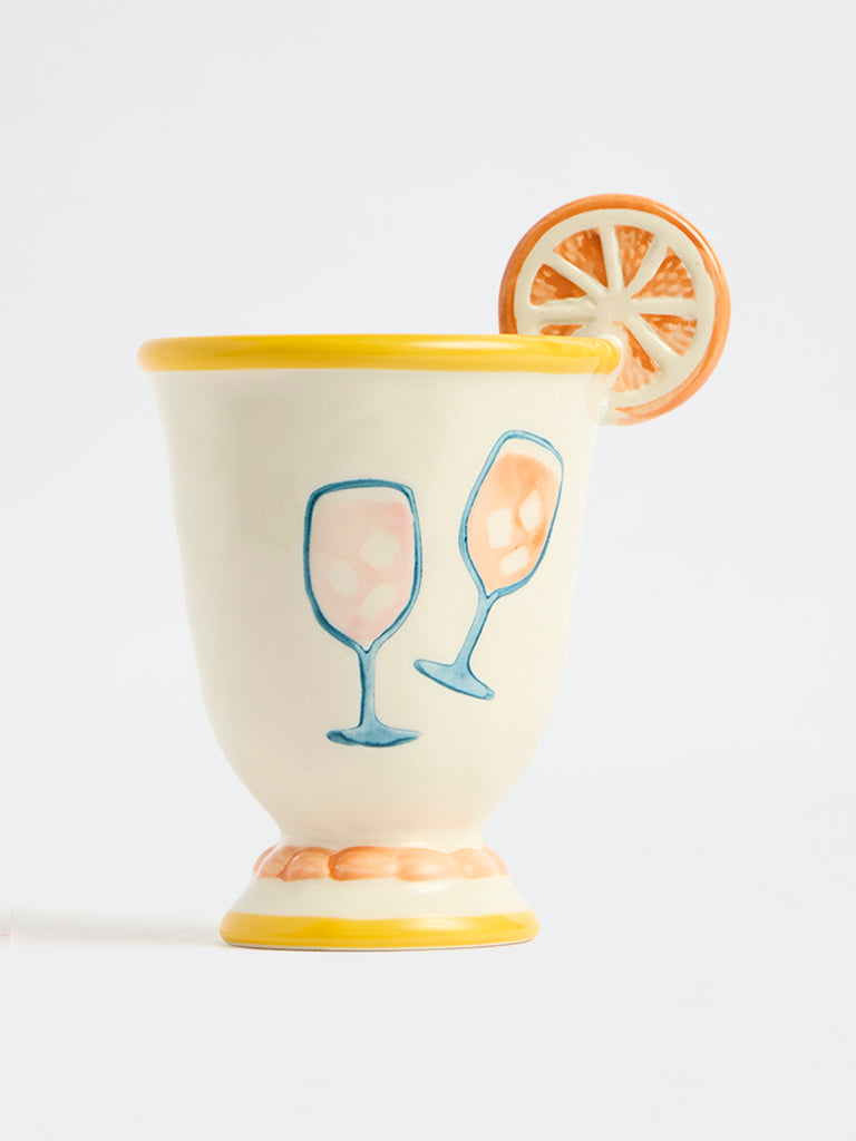 Westside Home Off-White Summer-Inspired Orange Ceramic Mug