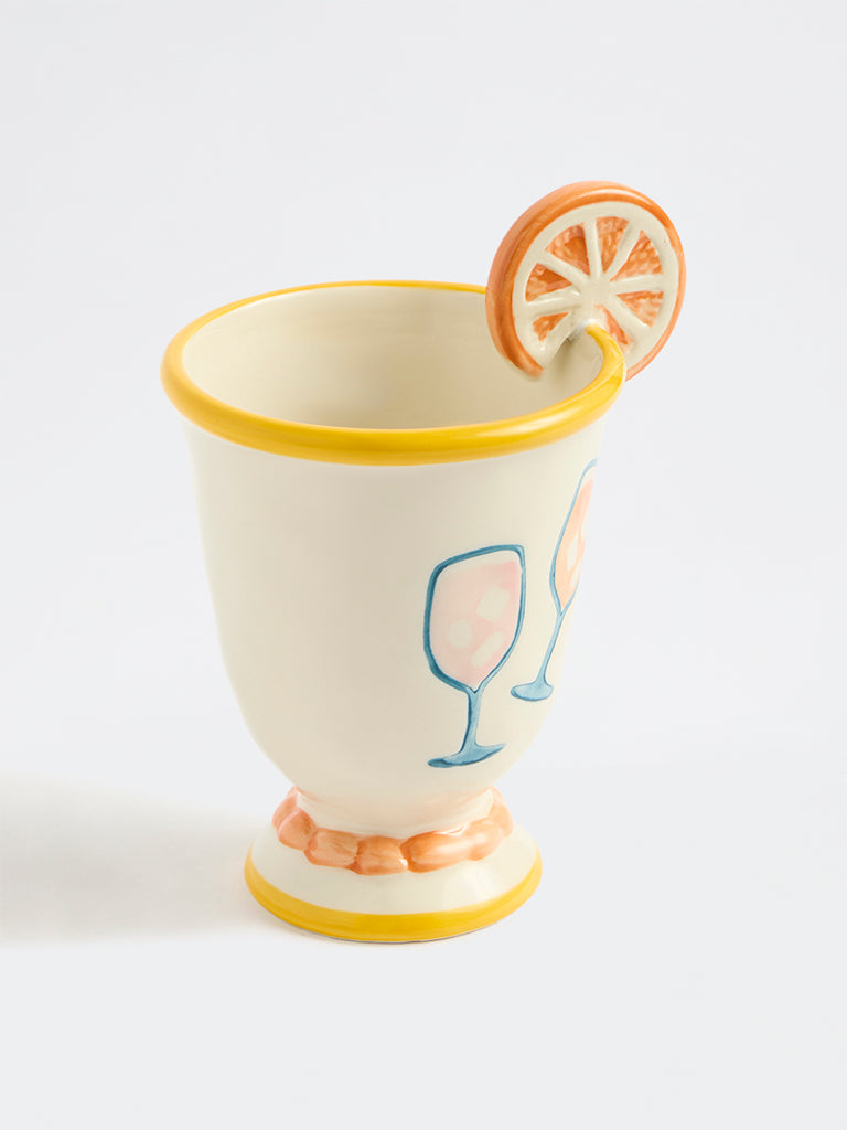 Westside Home Off-White Summer-Inspired Orange Ceramic Mug