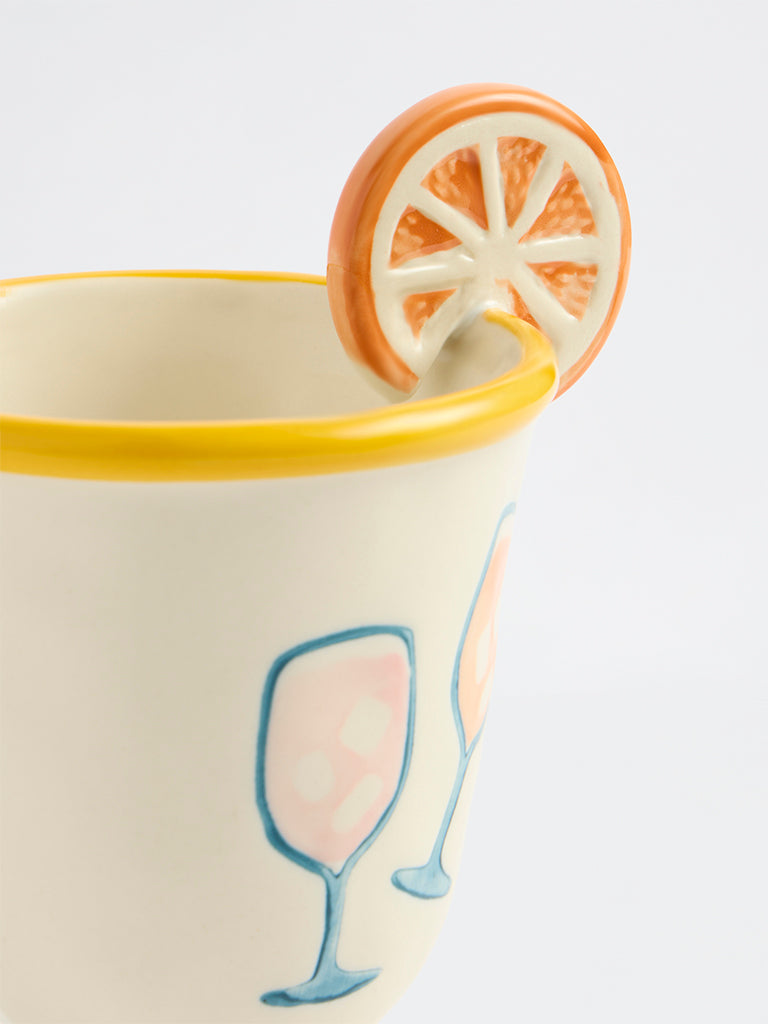 Westside Home Off-White Summer-Inspired Orange Ceramic Mug