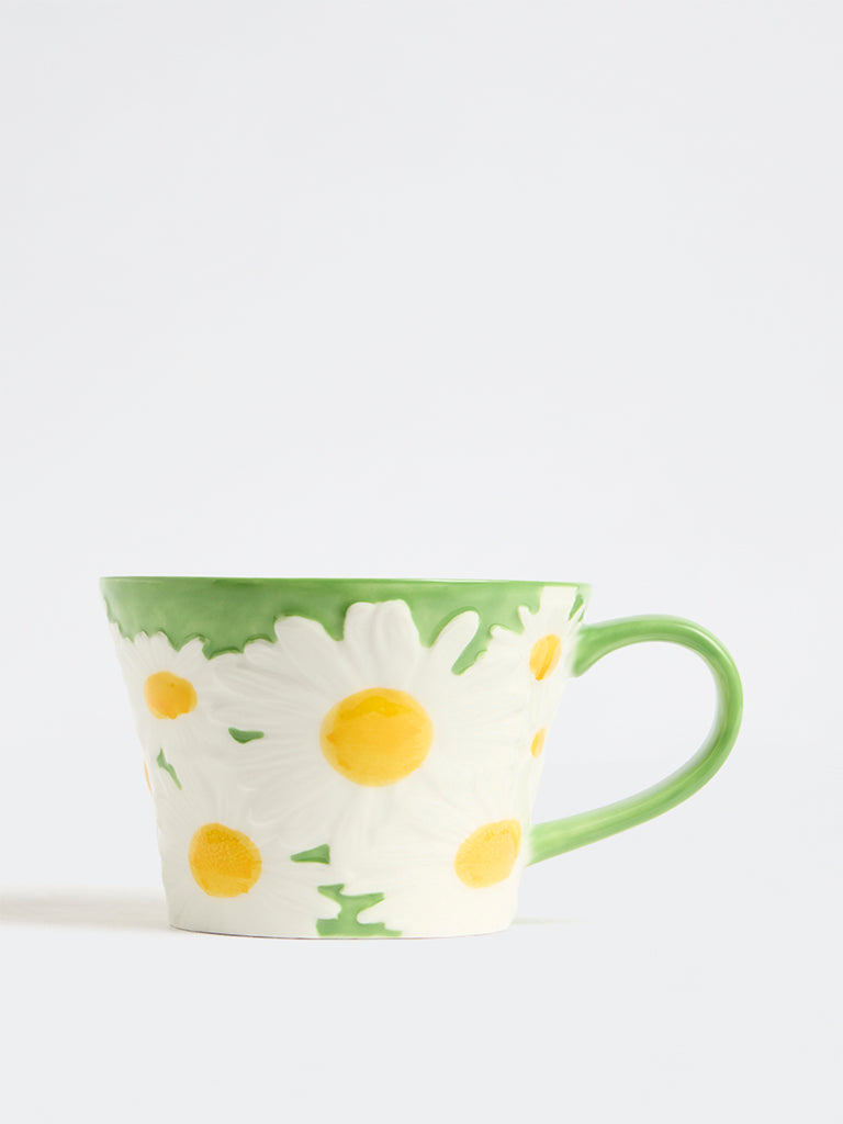 Westside Home White Floral Design Mug