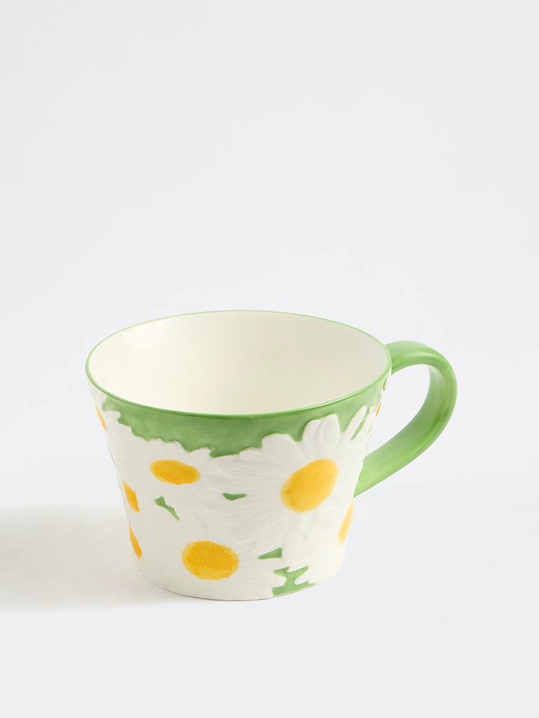 Westside Home White Floral Design Mug