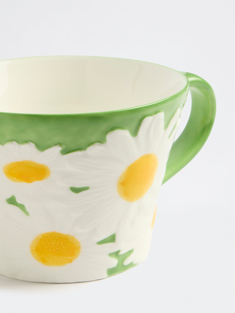 Westside Home White Floral Design Mug