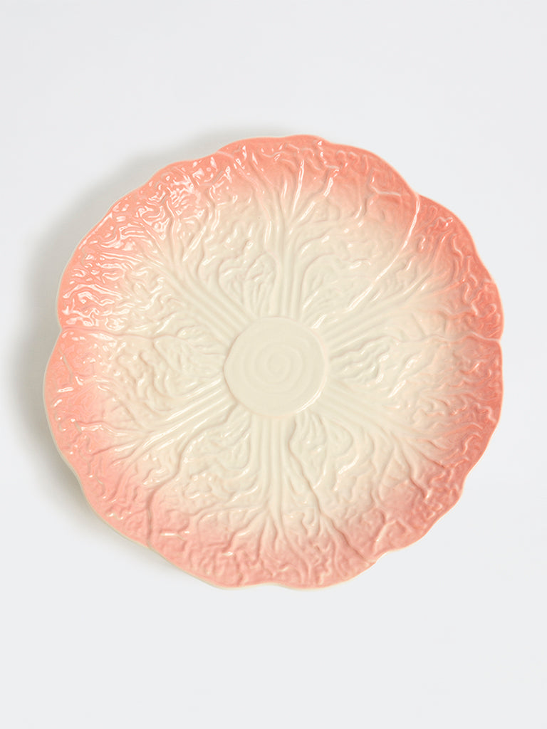 Westside Home Light Pink Cabbage Textured Dinner Plate