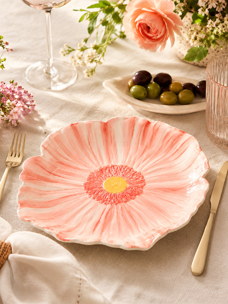Westside Home Peach Floral Dinner Plate