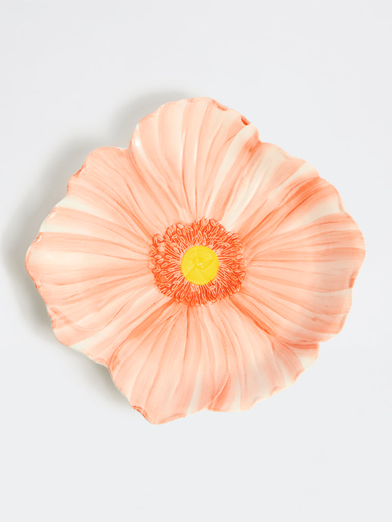 Westside Home Peach Floral Dinner Plate