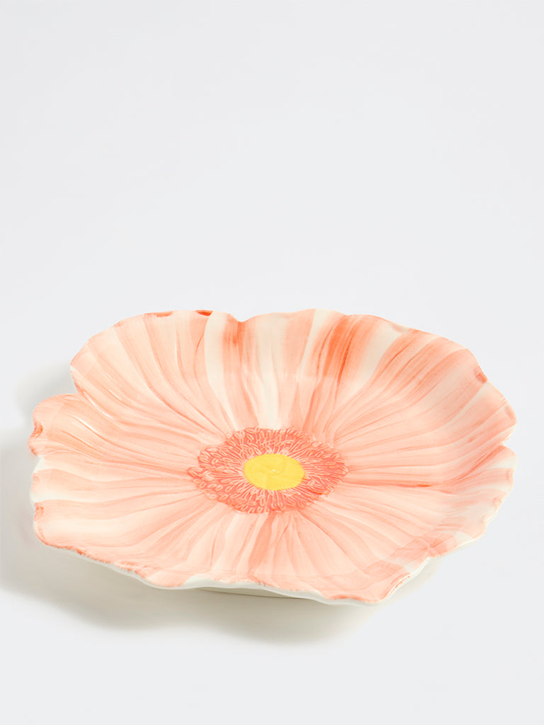 Westside Home Peach Floral Dinner Plate