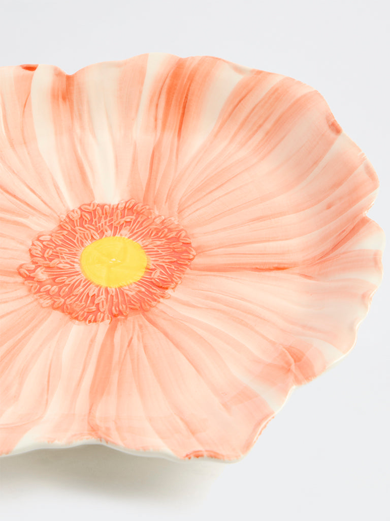 Westside Home Peach Floral Dinner Plate