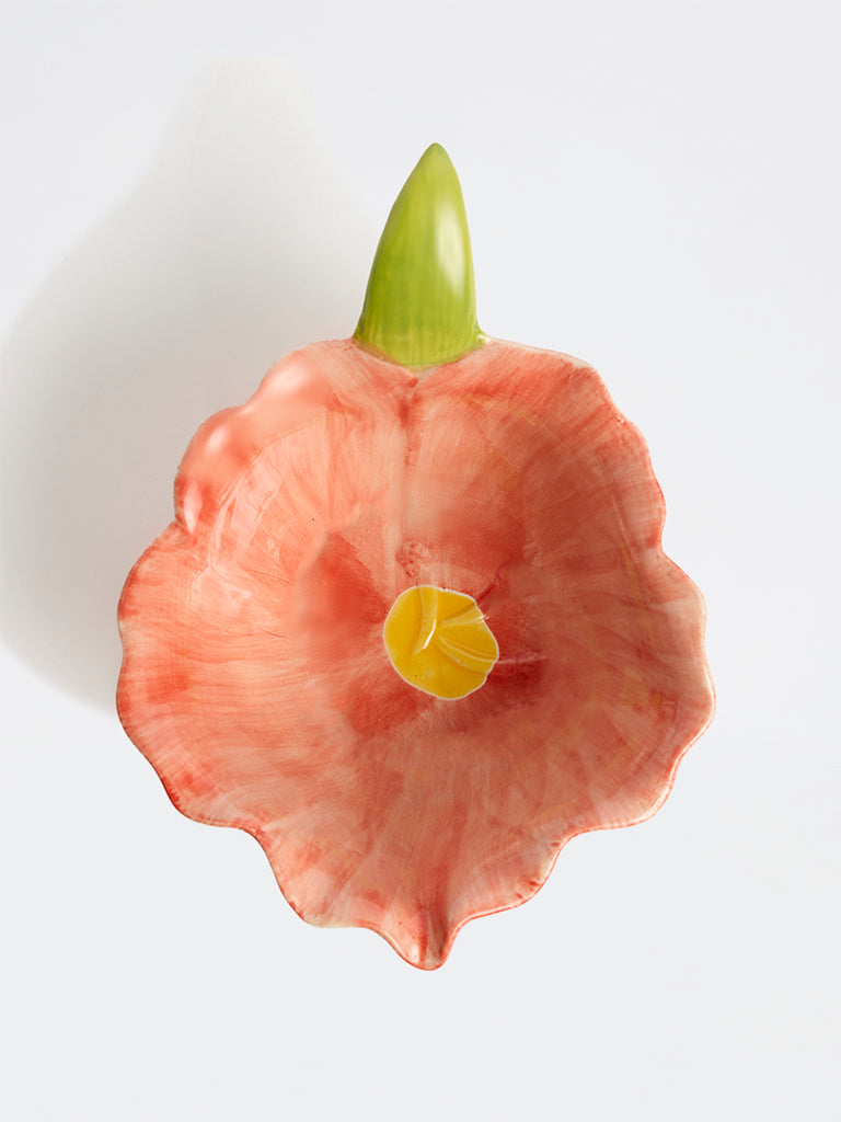 Westside Home Red Floral Ceramic Bowl