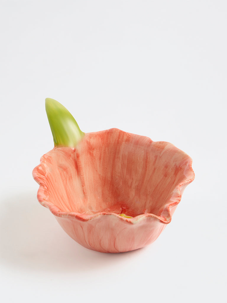 Westside Home Red Floral Ceramic Bowl