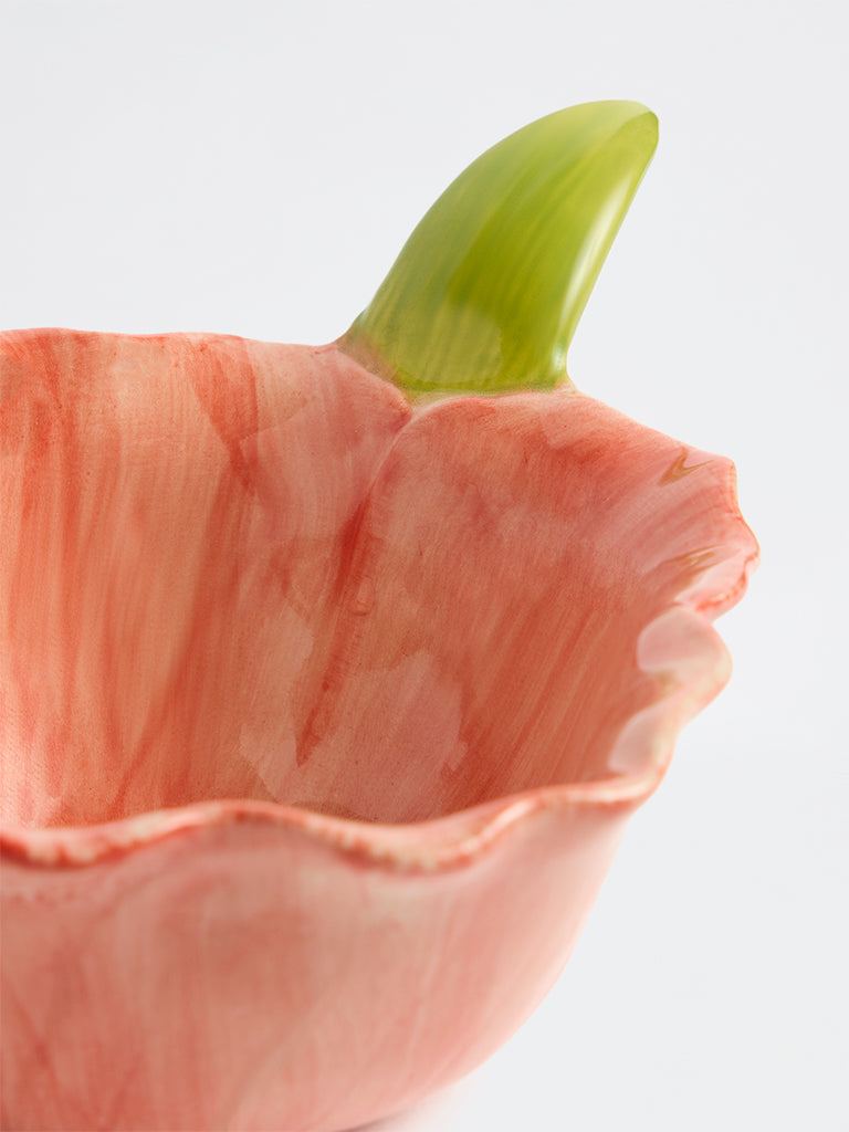 Westside Home Red Floral Ceramic Bowl