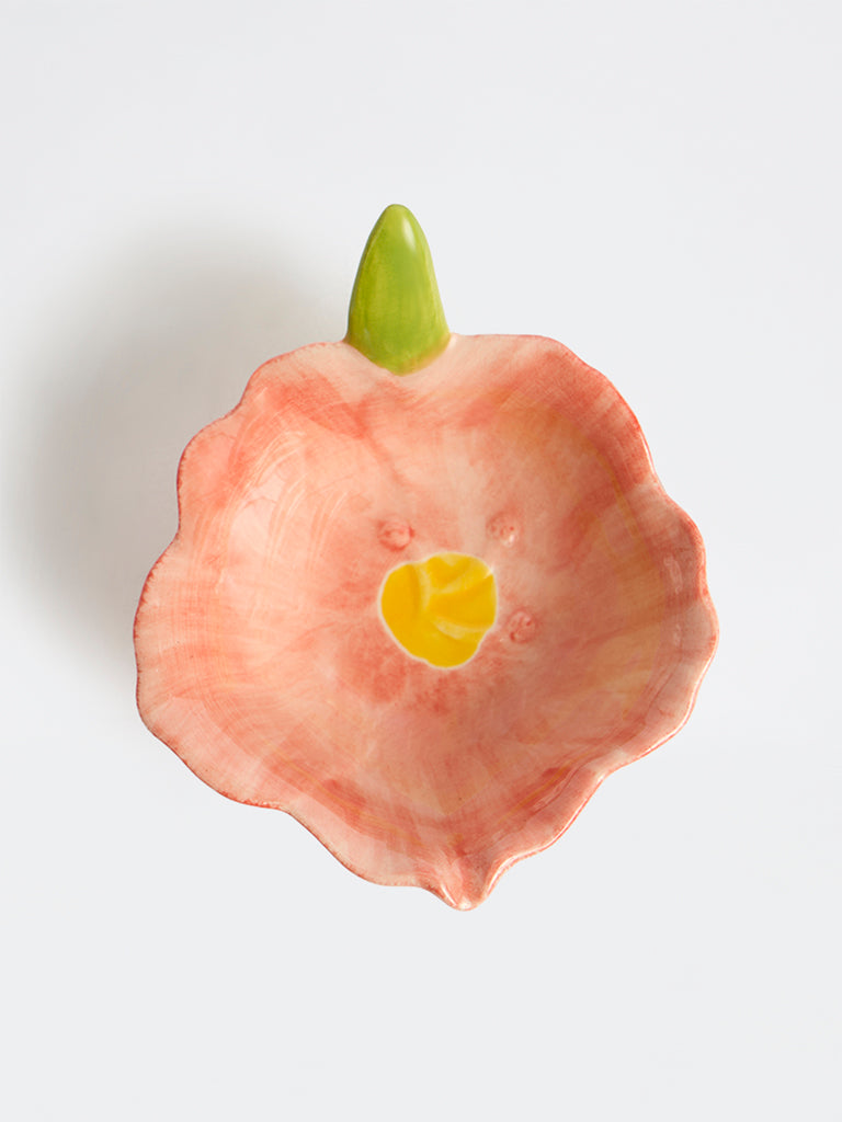 Westside Home Peach Floral Design Bowl