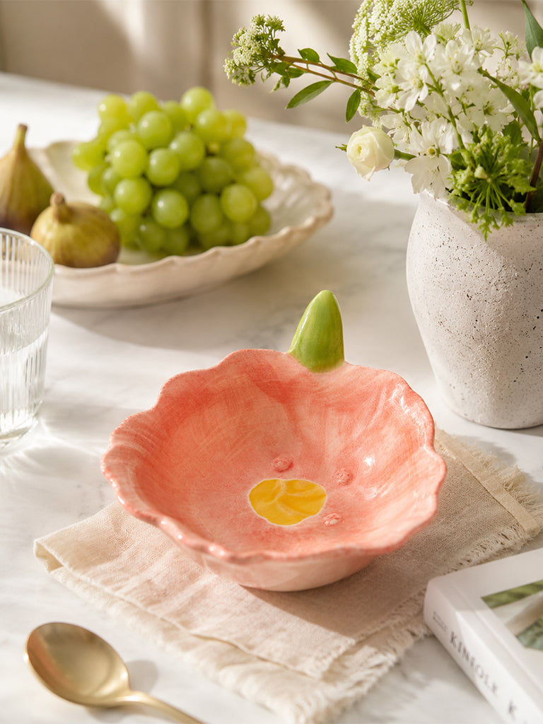 Westside Home Peach Floral Design Bowl