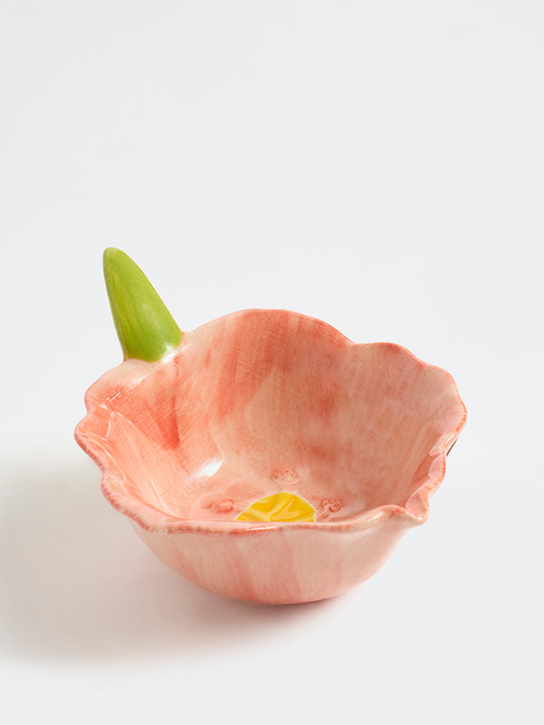 Westside Home Peach Floral Design Bowl