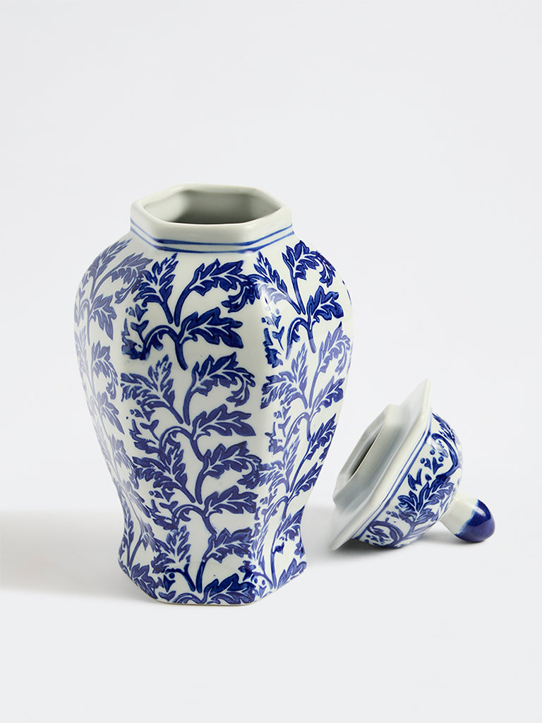 Westside Home Blue Floral Ceramic Ginger Jar