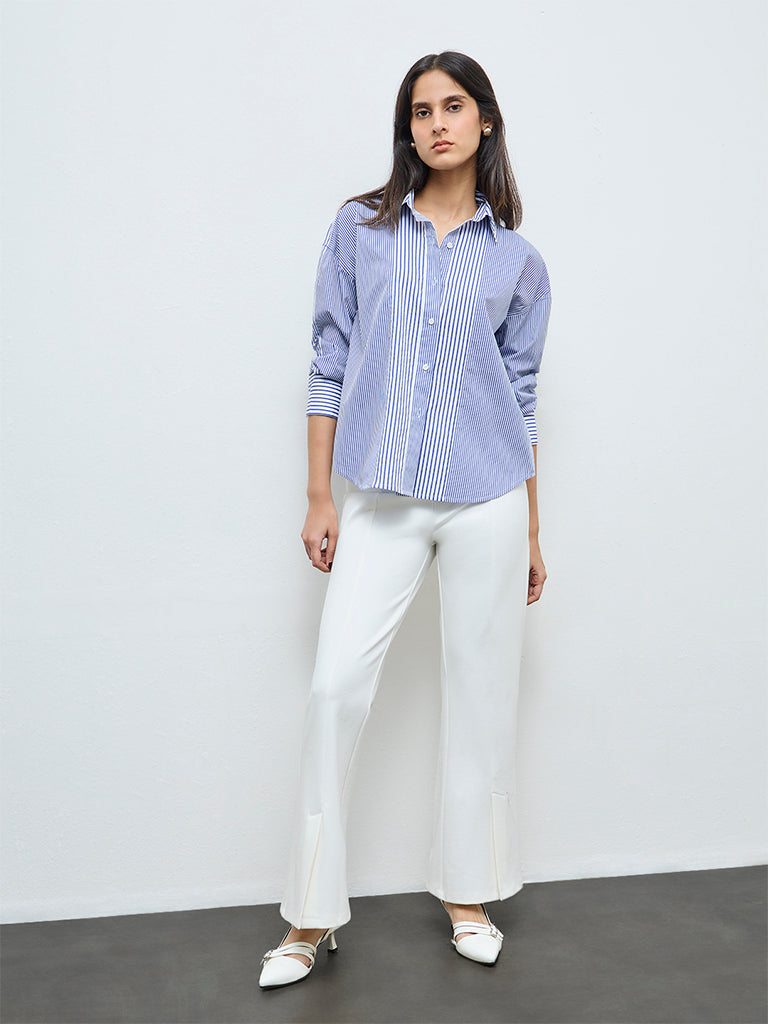 Wardrobe Blue Striped Cotton Shirt