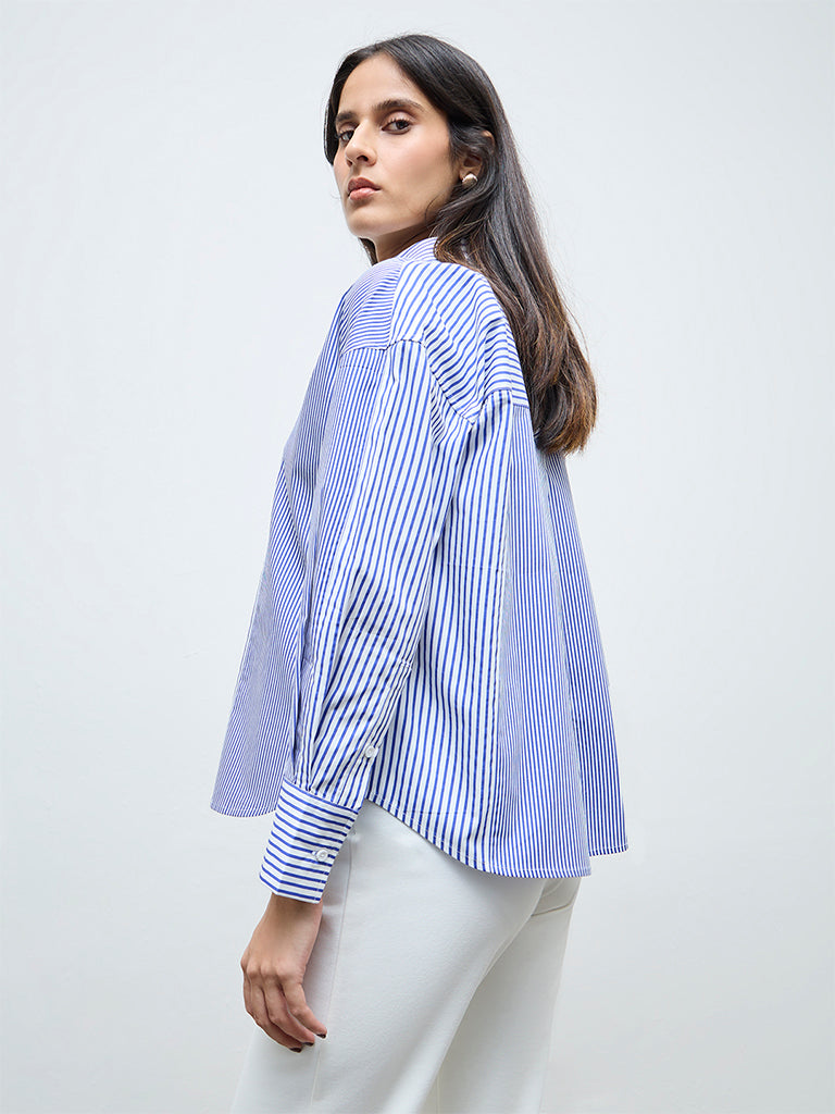 Wardrobe Blue Striped Cotton Shirt