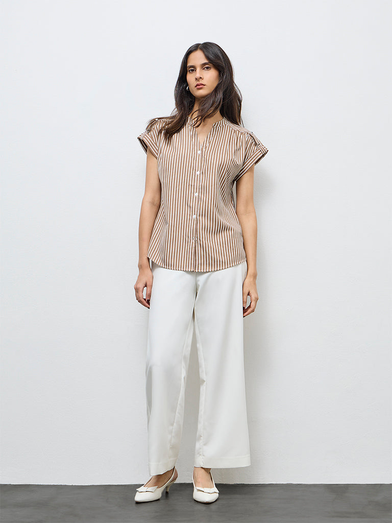 Wardrobe Brown Striped Shirt