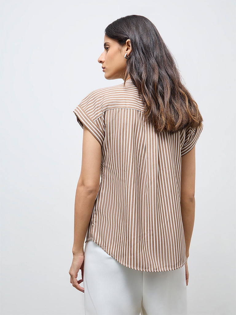 Wardrobe Brown Striped Shirt