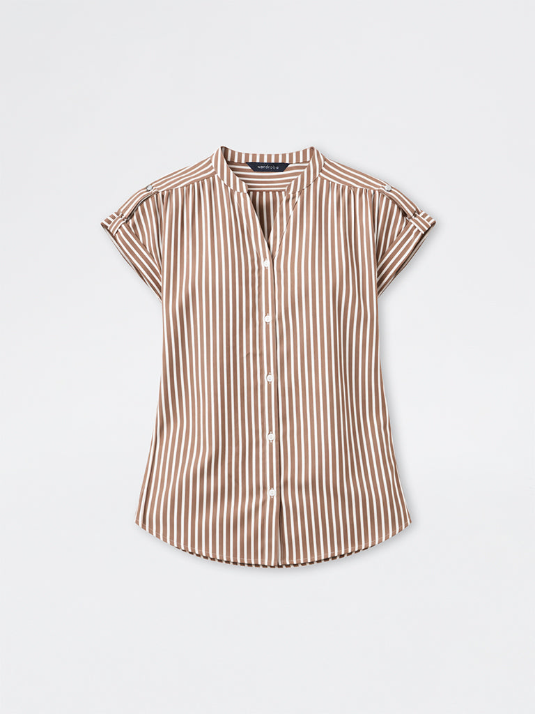 Wardrobe Brown Striped Shirt