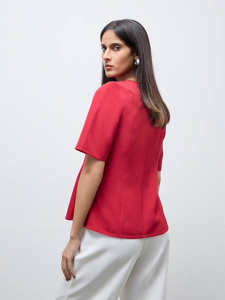 Wardrobe Red Solid Peplum Top