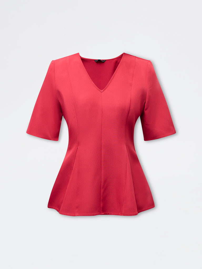 Wardrobe Red Solid Peplum Top