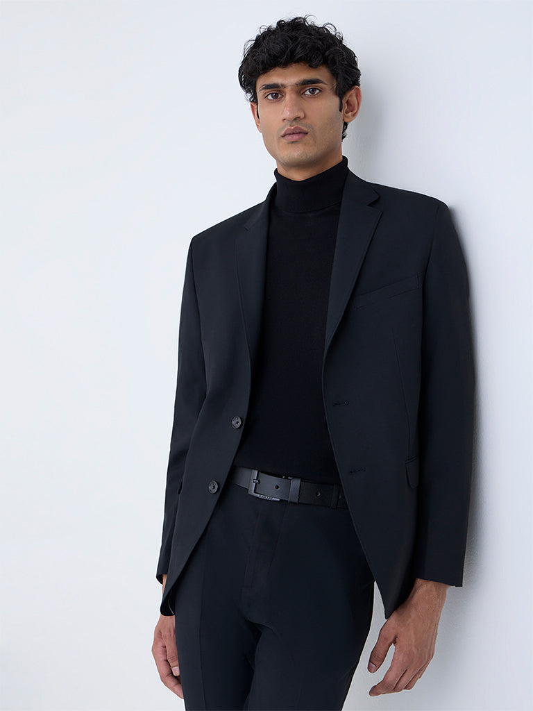 WES Formals Black Slim-Fit Blazer