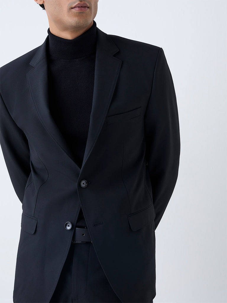 WES Formals Black Slim-Fit Blazer