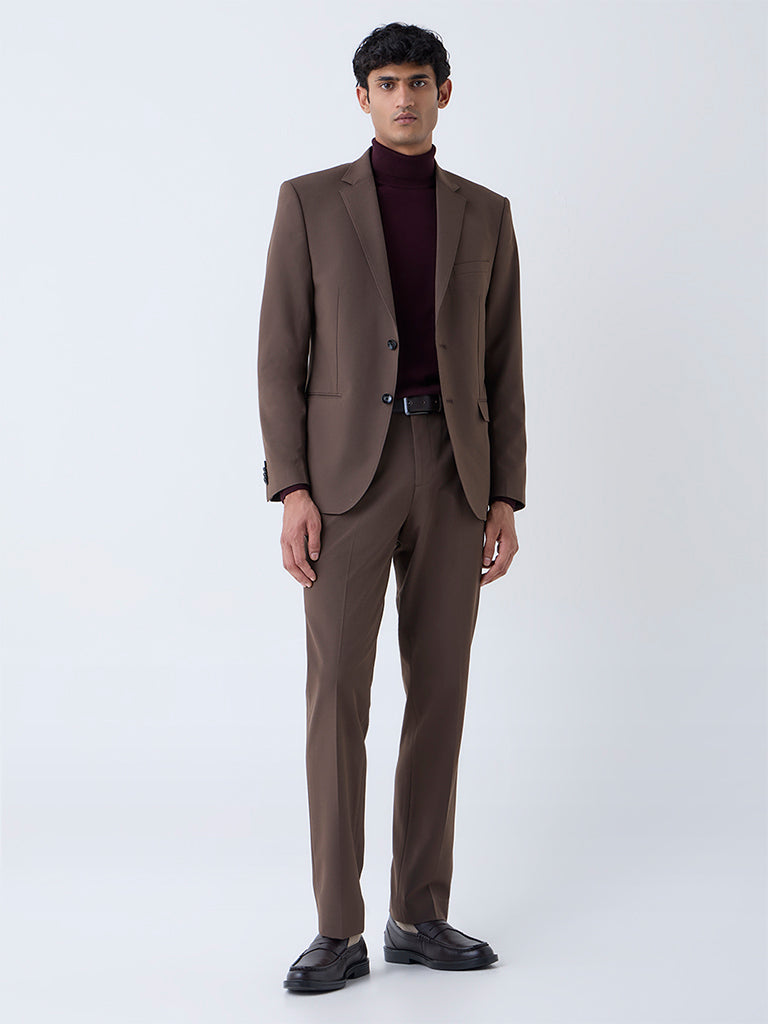 WES Formals Brown Slim-Fit Blazer