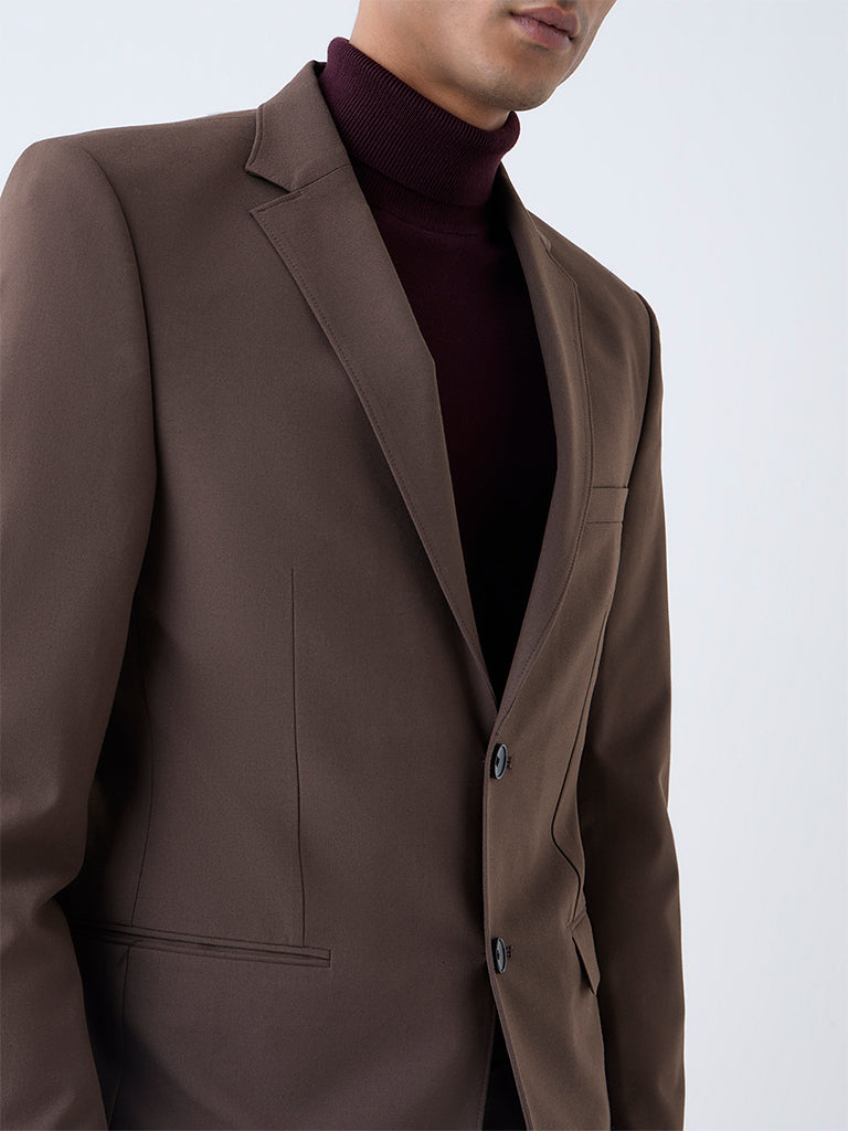 WES Formals Brown Slim-Fit Blazer