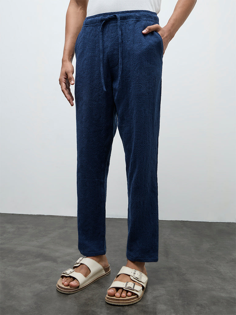 ETA Indigo Textured Relaxed-Fit Mid-Rise Cotton Chinos