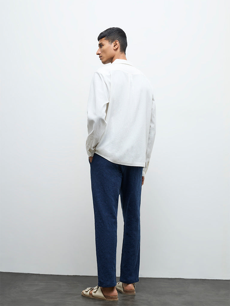 ETA Indigo Textured Relaxed-Fit Mid-Rise Cotton Chinos