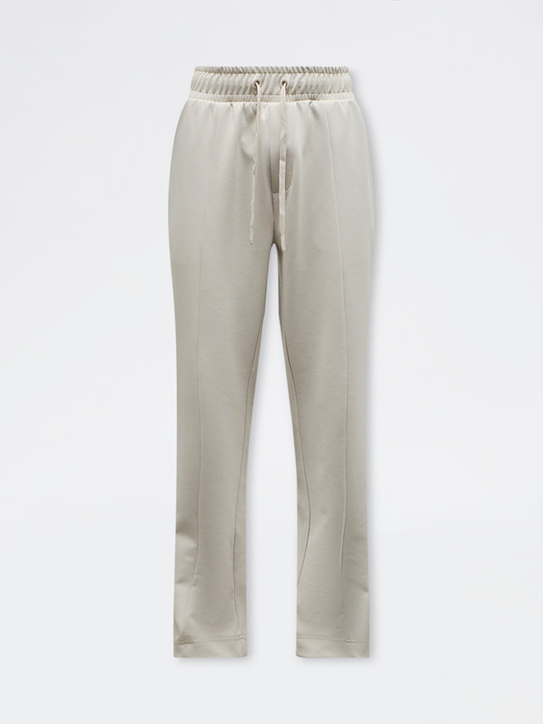Nuoflexx Beige Relaxed-Fit Mid-Rise Pants