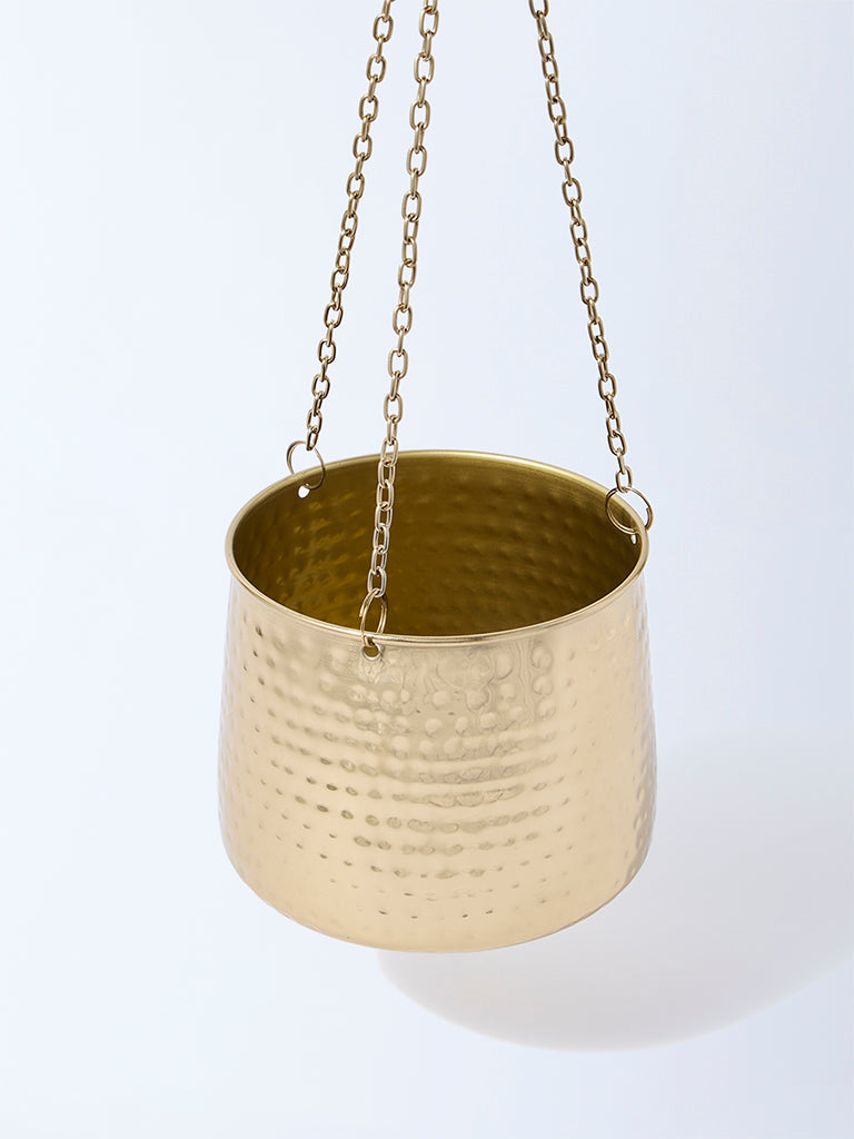 cb2 gold hanging planter Buy Westside Home Gold Hammered Textured Hanging Planter from Westside