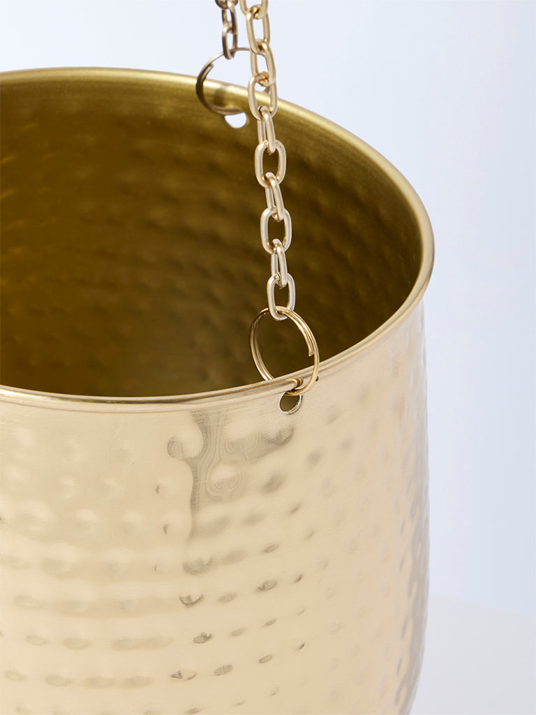 Westside Home Gold Hammered Textured Hanging Planter
