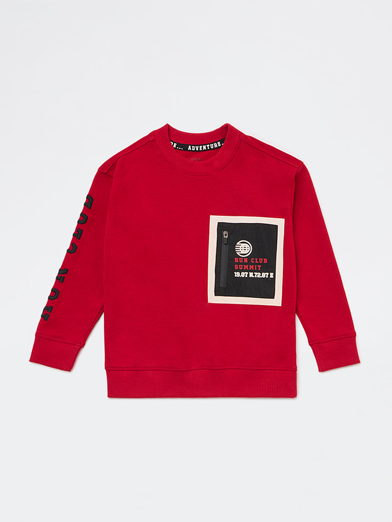 HOP Kids Boys Red Text Design T-Shirt