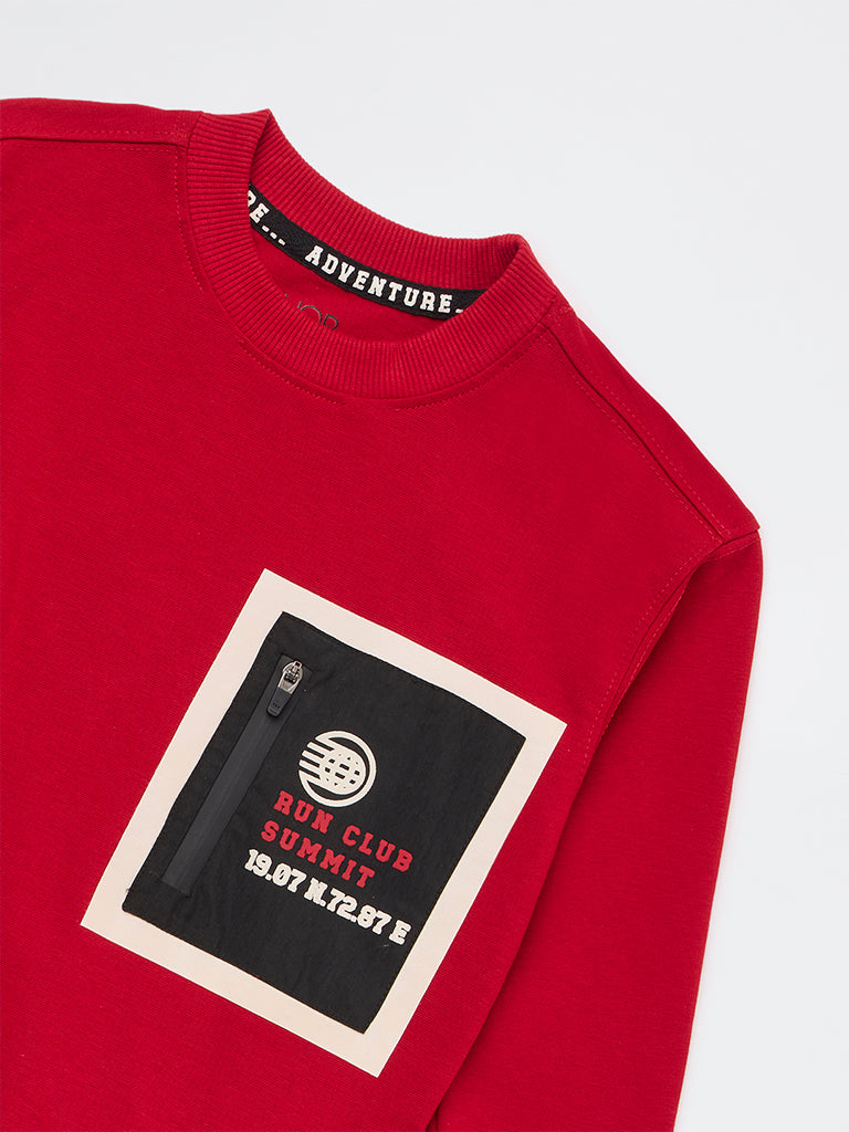 HOP Kids Boys Red Text Design T-Shirt