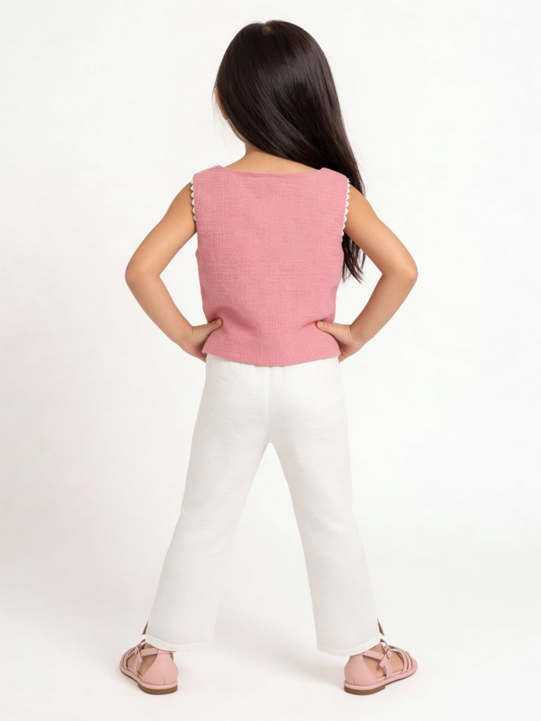 HOP Kids Girls Dusty Rose Cotton Waistcoat