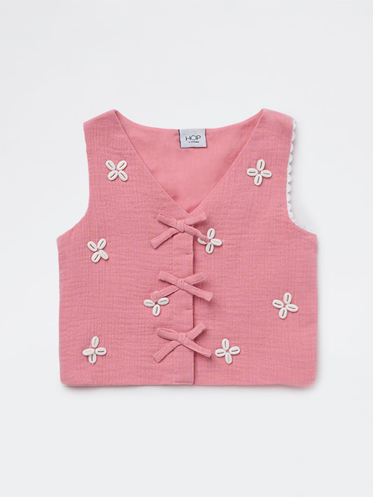 HOP Kids Girls Dusty Rose Cotton Waistcoat